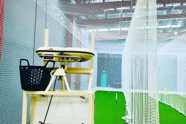Indoor training lane with a bowling machine