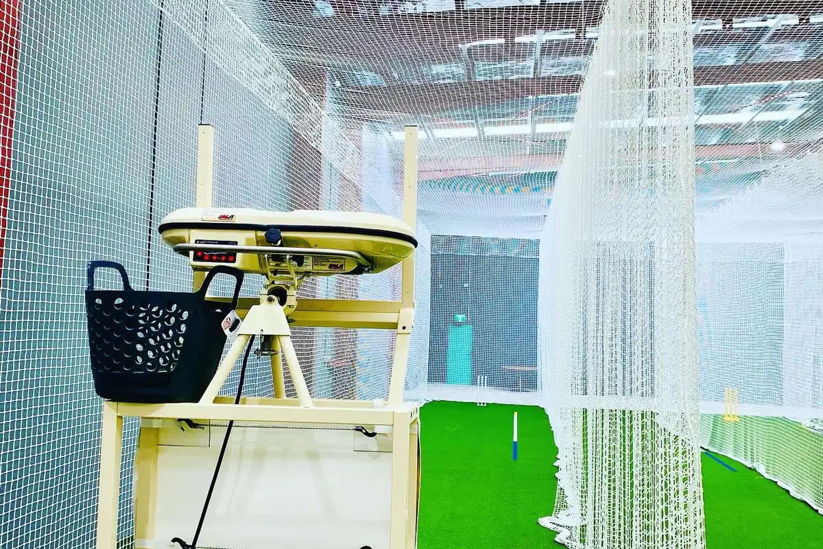 Indoor training lane with a bowling machine