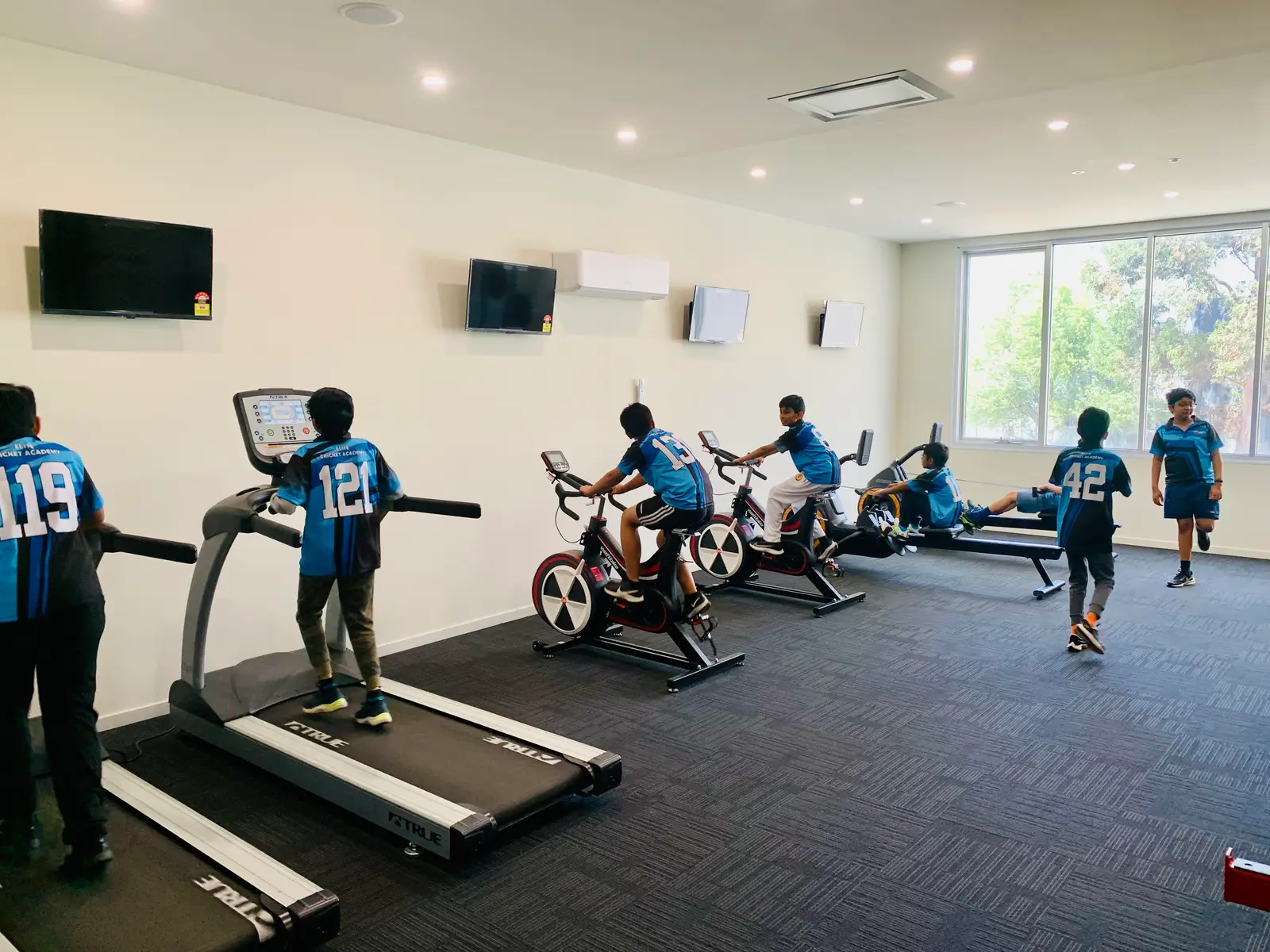 Strength and conditioning room in use
