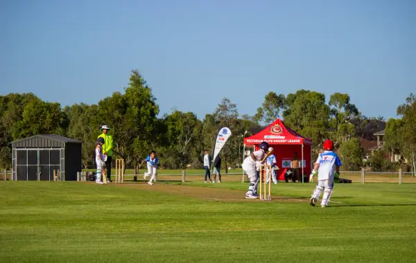 A Victorian Elite Cricket League match in progress