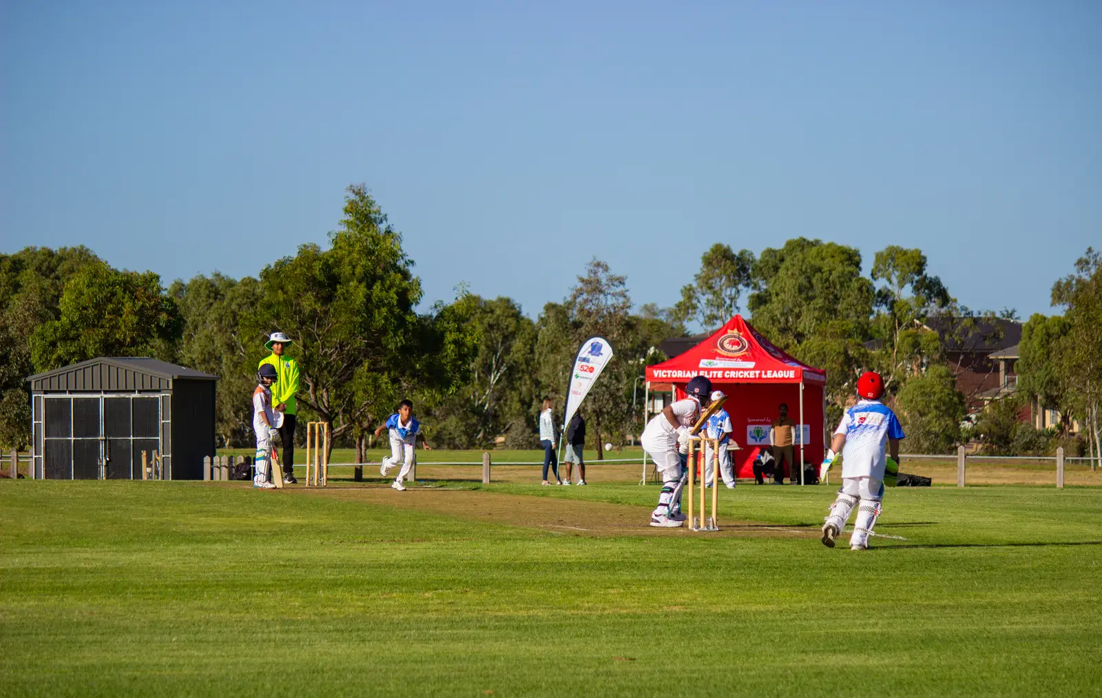 A Victorian Elite Cricket League match in progress